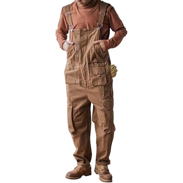 Herren Latzhose Aus Denim - Lockere Passform Mit 8 Taschen