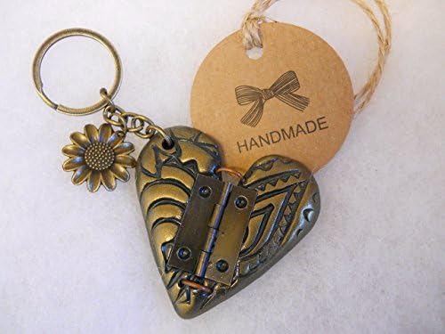 Handmade Unique Bronze Steampunk Style Heart With Hinge. With Charm And Gift Box.