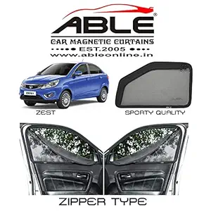 Able Sporty Car Magnetic Sun Shade Curtains with Zipper for TATA Zest Set of 4 pcs