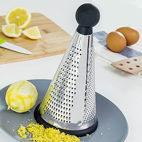 Käsereibe, Parmesan, Gruyère, Zitrusfrüchte, Karotte, Küche, Gemüse, Kegel 3 Seiten Edelstahl Metall 12 x 12 x 24 cm - 3