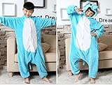 Feoya Cosplay Kostüme Tier Kinder Unisex Flannel Tierkostüme Cartoon Elefant Nachtwäsche Pyjamas Winter Schlafanzug Beste Geschenk für Weinachten Jumpsuit Halloween Kinderparty Größe XXL - Blau -