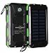Produktbild eversource 10000mAh Solar Power Bank, Externe Akku,Solar Ladegerät,hohe kapazität, wasserdicht, stossfest mit 2 LED Solar Taschenlampe (Schwarz-Grün)