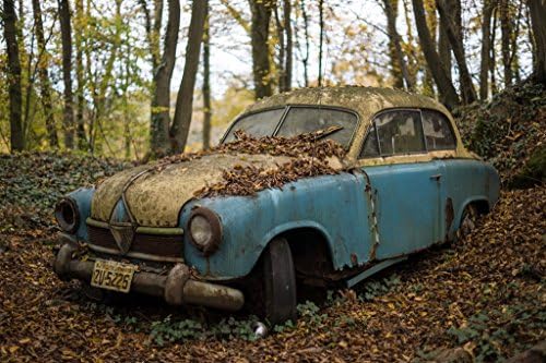 Lovely Blue Old , Retro, Vintage Car Poster Print in Sizes -A1