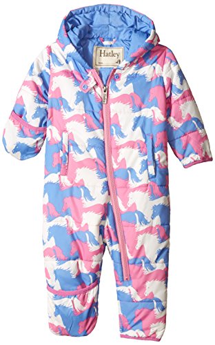 Hatley Baby-Girls Infant Winter Puffer -Puzzle Piece Horses Snowsuit, Pink, 18-24 Months