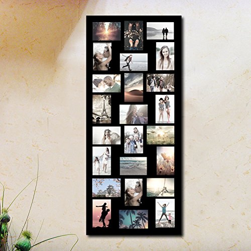 1x Bilderrahmen Fotogalerie Foto Collage Galerie Holz für 24 Bilder Schwarz 9307