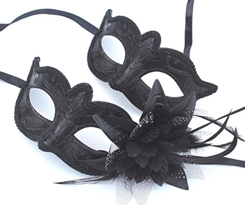 Sein und ihrs Zwei Schwarz venezianische Maskerade Partei Karneval Masken - 5