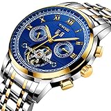 LIGE Herren Armbanduhr Analog Wasserdicht Automatik Business mit Edelstahlband Blau 9840