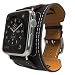 Produktbild MoKo Armband für Apple Watch Series 1 / 2 38mm, Cuff Lederarmband Replacement Wrist Band Watchband Strap Watchband Uhrband Uhrenarmband Erstatzband für Apple Watch Series 1 / 2 Sportuhr 38mm 2016, Schwarz