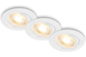 BRILONER - Set di 3 faretti da incasso 230V piatti, orientabili, luce bianca calda, faretto, dimensione foro 68mm, 8x2,2 cm, bianco