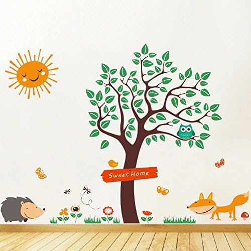 Nursery Tree Wall Stickers Animal Monkey Kids Wall Art Decals - PD316 / Direction A (Regular)