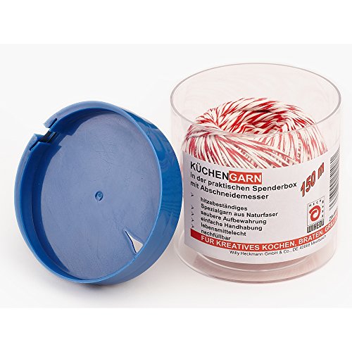 Küchengarn 150 m Baumwolle rot/weiß in Spenderbox mit Abschneider Küchenfaden