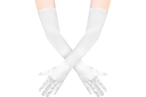 Quelcc Long Gloves, 1 Pair of Gloves, Elegant Women's Satin Classic Evening Gloves, 1920s Gloves for Classic Opera Party, Halloween, Carnival Costume