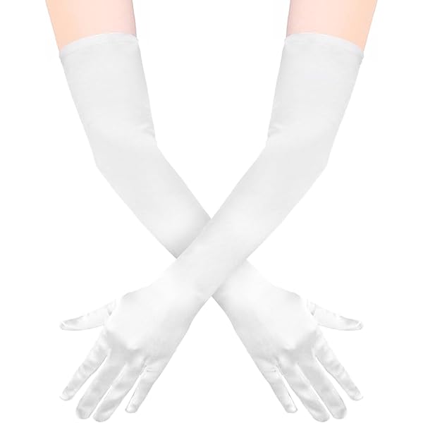 Elbow Length Satin Gloves – Shirred/Gathered Style For Wedding, Prom, Evening (G184)