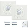 2Pcs PIR Automatic Infrared Motion Sensor Lighting Switch, Smart Body Induction Detector Wall Mount LED Night Light Control for Ceiling Mount, High Sensitive Movement Detector Light Switch