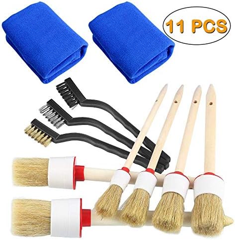 DIY Crafts Design No # 2, 11 Pcs, Kit 11 Pieces Auto Detailing Brush = Car+Motorbike Kit+ Including 6 Pcs Natural Boar Hair Detail Brush+2 Pcs Automotive Air Co(Design No # 2, 11 Pcs)