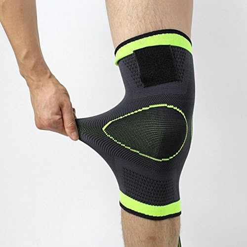Knee support knee Compression Sleeve 3D Weaving Knee Brace Breathable Adjustable Sportswear for Running Jogging Training Hiking Lifting Basketball Injury Rehabilitation Men/Women(Yellow-Green)