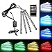 Produktbild 4×12 LEDs Auto Innenbeleuchtung Innenraumbeleuchtung Forepin® LED-Atmosphäre Lichtleiste Dekoration Musik Aktiv-Funktion Lampe mit Fernbedienung und USB-Port Auto Ladegerät