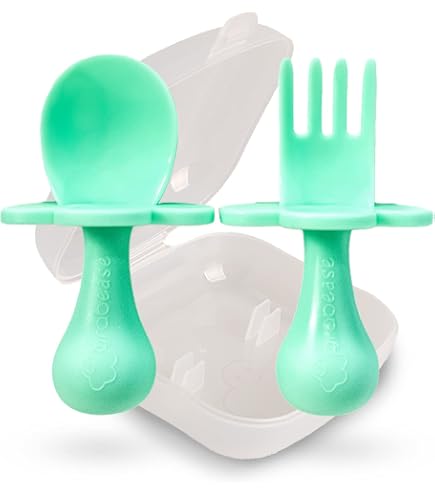 Cuillères D'Apprentissage Bébé SENSBABY - Set De 2 En Silicone Souple - Sans BPA - Pour Diversification Alimentaire Et Soulagement Gencives - Dès 6 Mois