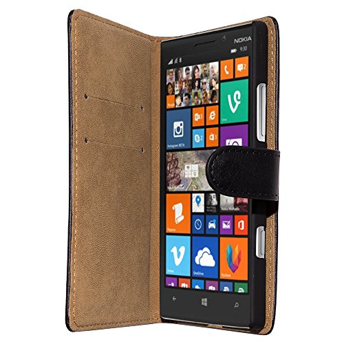 Slabo Flip Case Cover in Bookstyle für Nokia Lumia 930 - ECHT LEDER - schwarz | black