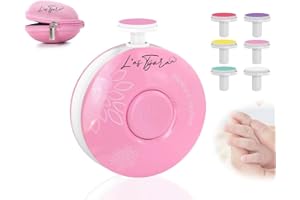 【L'AS Tijara】 Lime à ongles électrique pour bébé avec pochette de rangement- 6 têtes de limage adaptées à chaque âge, garantissant un limage doux et sécurisé, faible bruit (RoseP)