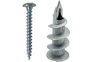 Tradeals 20 Pack Plasterboard Fixings Screws Heavy Duty Self-Drill Plasterboard Wall Plug Professional Plasterboard Fixings Wall Plugs For Plasterboard Zinc Alloy Plasterboard Screws 32mm Wall Screws