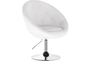 WOLTU Poltroncina da Bar Sgabello Girevole Sedia con Schienale Braccioli in PU Altezza Regolabile Bianco