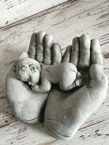 Steinfigur Hände Kind Baby Allerheiligen Allerseelen Weihnachten Grabschmuck Neu