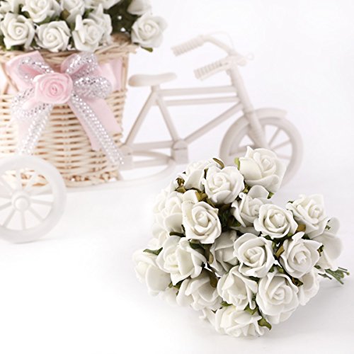 100er WEISS Schaumrosen Brautstrauss Rosenstrauss Kunstrose Hochzeit Deko - 2