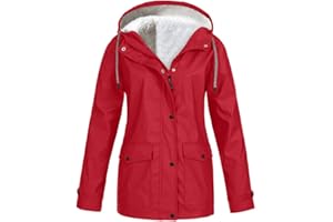 SoonerQuicker veste de pluie solide pour femmes outdoor plus imperméable à capuche imperméable coupe-vent enceinte poilue grande taille mode col v veste motard veste de sport en plein air imperméable