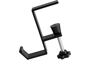 Cxryrzhe Clamp-On Desk Mount Bag Holder Hook - Black Metal Single Hook for Tables, Heavy Duty Handbag Hanger Organizer