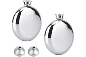 KALSEY 2 Pezzi Fiaschetta in Acciaio Inossidabile, 5 once/140 ml Fiaschetta Piccola, Fiaschetta Tascabile, Mini Portatile Rotonda Fiaschetta per Alcol per Conservare Vino, Whisky, Regali Maschili