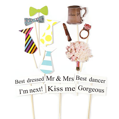 42tlg. Bilderrahmen Hochzeit Party Fotorequisiten Fotoautomaten Photo Booth Props Schnurrbart Maske Foto Verkleidung Gästebuch Partymitbring - 4