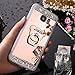 Produktbild KunyFond Silikon Hülle für Samsung Galaxy J5 2016,Galaxy J5 2016 Mirror Case Spiegel Schutzhülle [Rotierendem Bär Ring Ständer],Überzug Plating Silikon Hülle Rose Gold Spiegel TPU Handyhülle nit Glänzend Glitzer Kristall Strass Diamant Crystal Kirstall Case Stoßdämpfend Weichem Flexible Silikon Schutzhülle Handy Gürtel Tasche Hülle Case Cover Fall-Abdeckung Etui TPU Bumper Schale für Samsung Galaxy J5 2016 (Bär,Rose Gold)