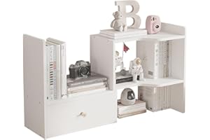 ‎NUODWELL NUODWELL Erweiterbares Schreibtisch-Bücherregal, freistehend, verstellbar, Büro-Aufbewahrungsregal, Schreibtisch-Organizer, Arbeitsplatte, Bücherregal für Büro und Zuhause (weiß)