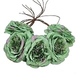 ★ Tamaño: Ajustable. doitsa diadema boda ajustable Corona de novia de Plus grandes flores accesorios de pelo de vacaciones de playa Cabello guirnalda de novia boda Photo Shoot (verde)