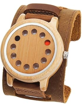 Rtimer Männer Bambusholz Uhren 12 Löcher Design Japanische Quarz-Uhrwerk Armband