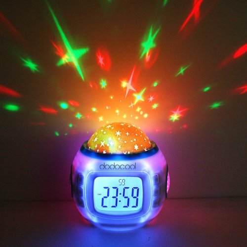 Musik Wecker LED Digital Wecker für Kinder mit Sternenhimmel Projektion Nachtlicht und Farbwechsel Thermometer