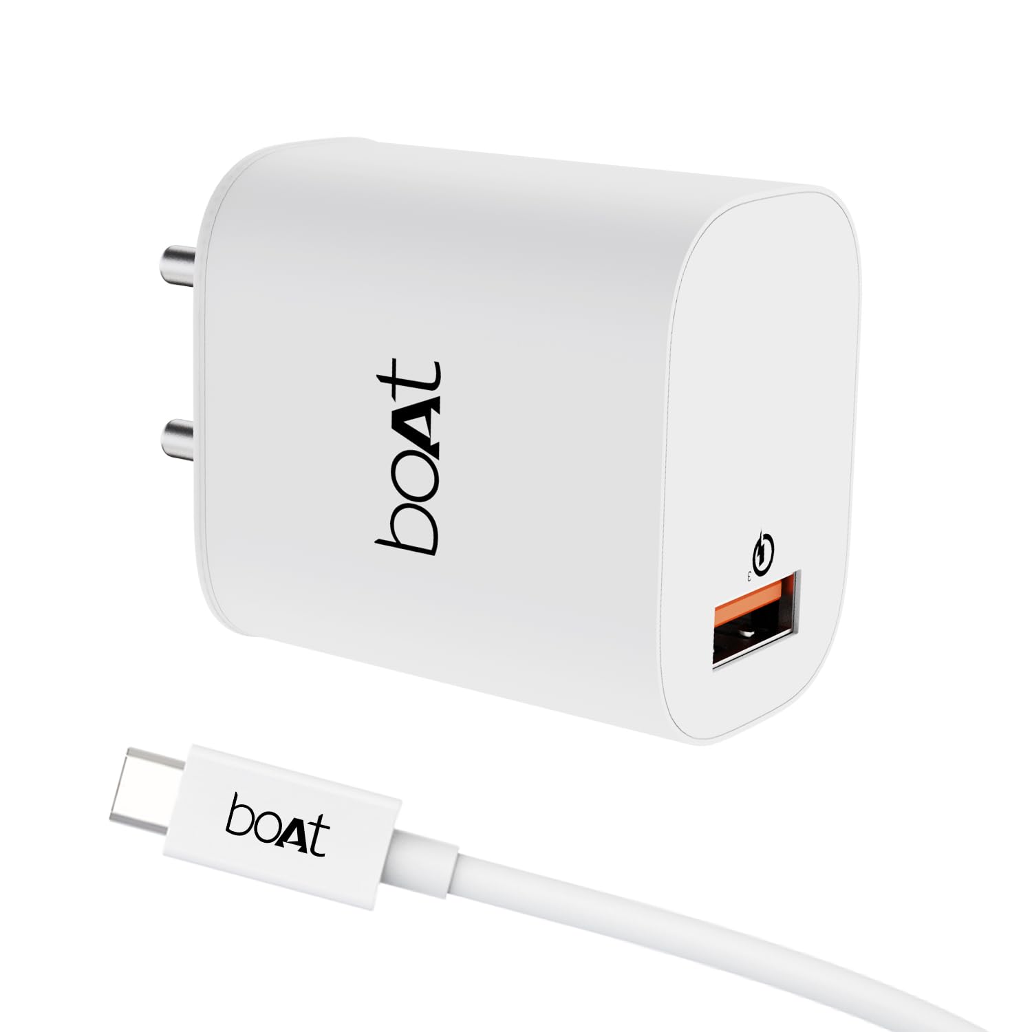 boAt 18W QC 3.0 with Fast Charge, Smart IC Protection, Auto Detection for Samsung, Xiaomi & Android Users with Type C to Type C Cable,White
