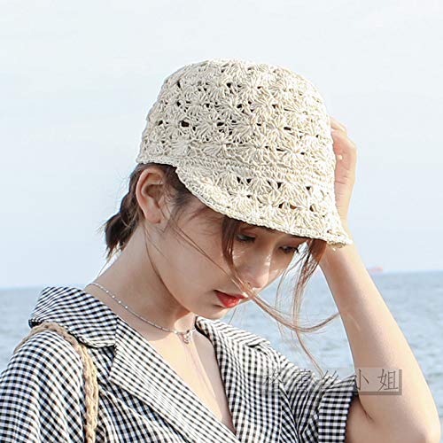 Preisvergleich Produktbild PLcmao Handgestrickter Hübscher Reiterhut Der Sommerdamen-Strohhutkappe Sommer-Reise Faltender Erwachsener