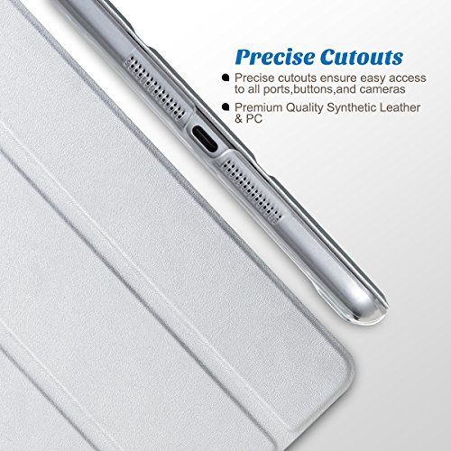 iPad Mini Case, ULAK iPad Mini 1/2/ 3 Hülle Ultra Dünn [Gemusterten Design] Wickelfalz Ledertasche mit Lichtdurchlässig Rückseite Abdeckung Schutzhülle für Apple iPad Mini 1/2/3 Auto aufwachen / Schlaf Funktion (Silber) - 6
