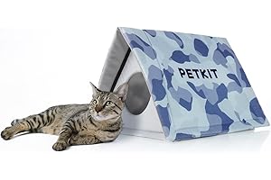 PETKIT Domki dla kotów/małych psów, domek dla kotów, do użytku na zewnątrz, odporne na zimę, dwustronne wzornictwo wentylacyjne, wodoszczelne i odporne na warunki atmosferyczne, 58 x 46 x 38 cm