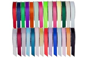 SR SUPER RIBBONS®™- Full Reel 25mm Double Faced Satin Ribbon, 20 Metres on Reel - Yellow