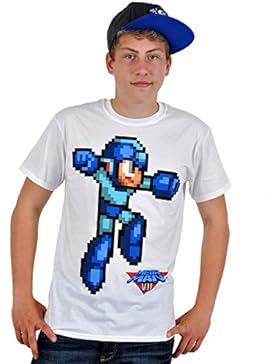 Mega Man - T shirt del robot da combattimento della Capcom per gamer - Maxi stampa frontale - Maglia in cotone...