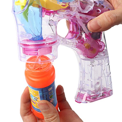 4 Stück Bubble Gun SET Seifenblasenpistole Mit 4 LED und Sound Hochzeit Seifenblasenmaschine Pistole Seifenblasenflüssigkeit - 3