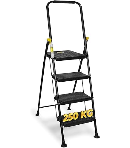 Scala Sgabello Pieghevole HYTAMA 3 Gradini | Pedali Antiscivolo | Acciaio Robusto | Portatile E Leggera - Foto 3