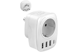 VINTAR 1 PC Deutschland nach Südafrika Adapter, Reiseadapter Typ M mit 3 USB und 1 USB C, Steckdosenadapter für Südafrika Namibia, Lesotho, Mosambik