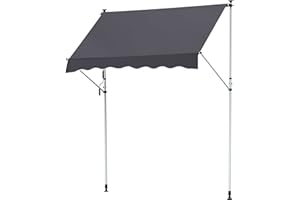 ‎OUTSUNNY Outsunny Markise Klemmmarkise Sonnenschutz Faltarm Handkurbel Balkon Alu Grau 2x1,2m