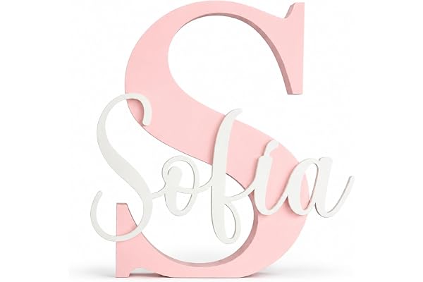 Tres Aristas Letra con Nombre decorativa personalizada para Apoyar o Colgar - Decoracion Habitación infantil, Comuniones, Cumpleaños, Bautizos - Regalos originales - Medidas y Colores a elegir