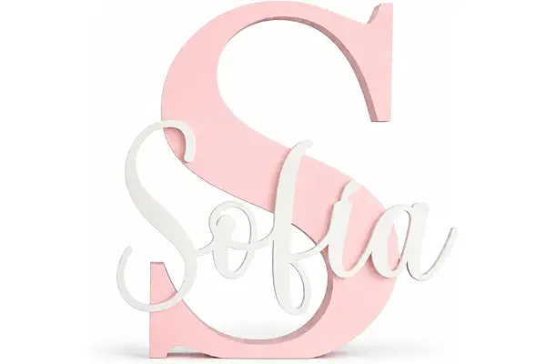 Tres Aristas Letra con Nombre decorativa personalizada para Apoyar o Colgar - Decoracion Habitación infantil, Comuniones, Cumpleaños, Bautizos - Regalos originales - Medidas y Colores a elegir