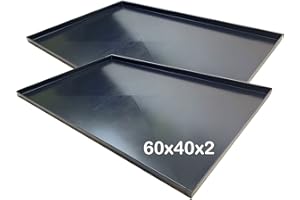 TEGLIEDIROMA [2 PEZZI] Teglie forno 60x40x2 Cm, bordo 2 cm con diagonale Spessore teglie 8/10 Pizza alta idratazione ideale per professionisti della pizza focaccia